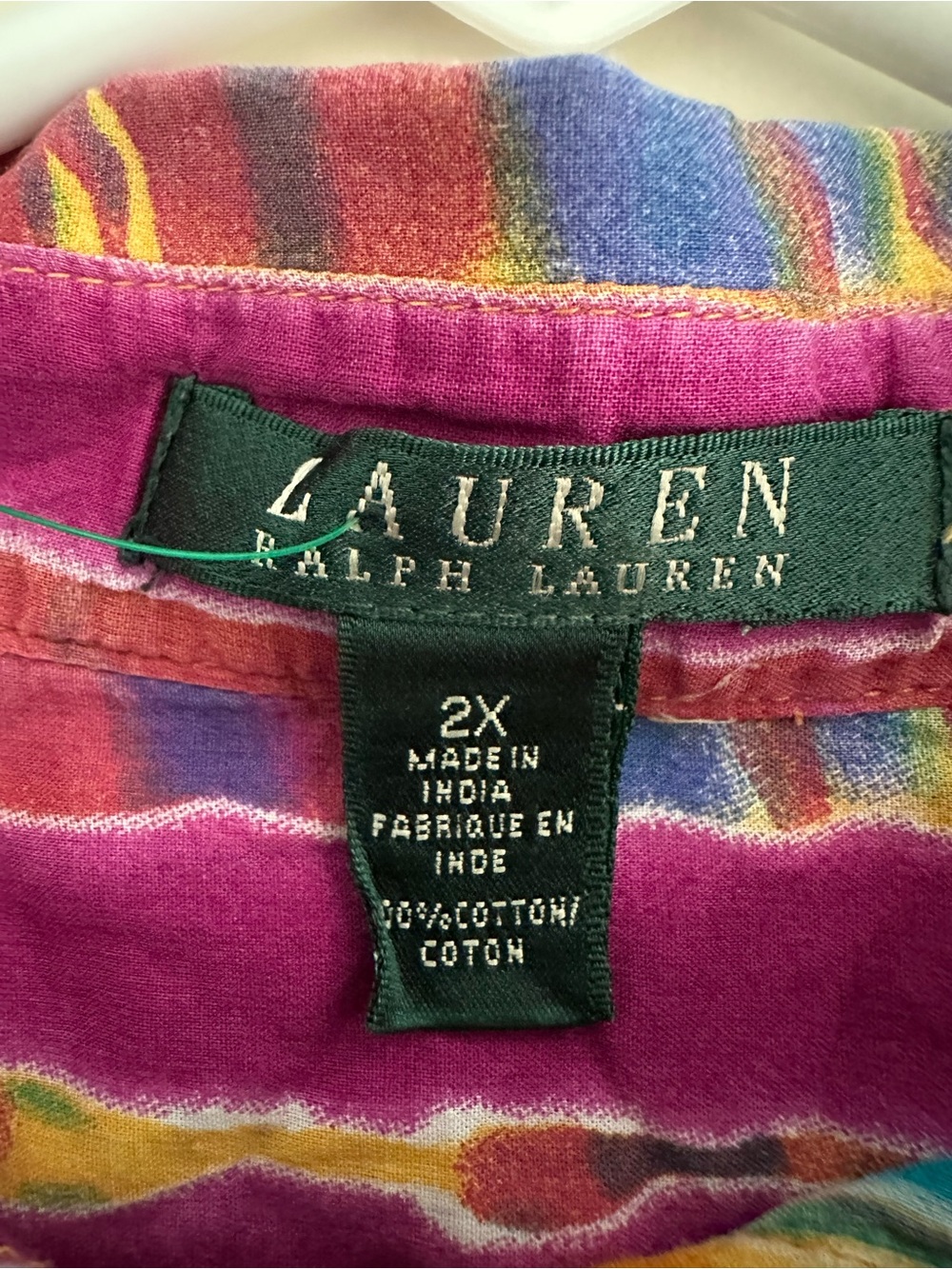 Lauren RALPH LAUREN Women's Shirt Colorful ABSTRACT Stripe 3/4 Sleeve Size 2X - Picture 4 of 5